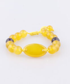 دستبند عقیق زرد و آمیتیست و میانکار عقیق زرد با حکاکی شرف الشمس