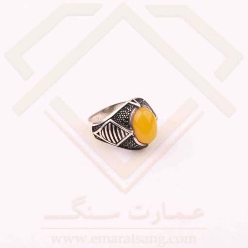 انگشتر مردانه نقره عقیق زرد با حکاکی شرف الشمس