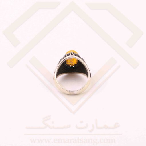 انگشتر مردانه نقره عقیق زرد با حکاکی شرف الشمس