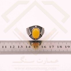 انگشتر مردانه نقره عقیق زرد با حکاکی شرف الشمس