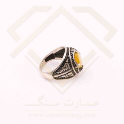 انگشتر نقره مردانه عقیق زرد با حکاکی شرف الشمس