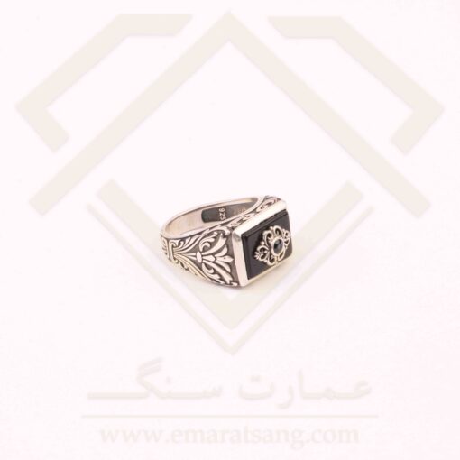 انگشتر مردانه نقره ترک با سنگ عقیق طرح هیرا
