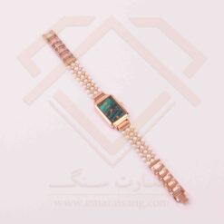 ساعت تیتانیوم با سنگ مروارید طبیعی طرح اطلسی