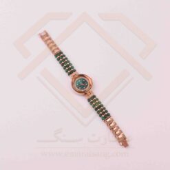 ساعت تیتانیوم با سنگ مالاکیت طبیعی طرح شبدر