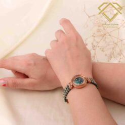 ساعت تیتانیوم با سنگ مالاکیت طبیعی طرح شبدر