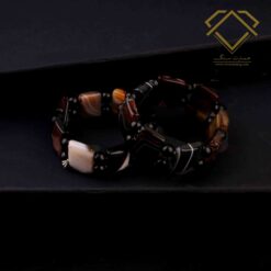 دستبند عقیق سلیمانی درجه یک طرح آیدین